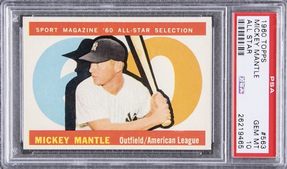 1960 Topps #563 Mickey Mantle All-Star – PSA GEM MT 10